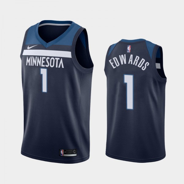 Anthony Edwards Minnesota Timberwolves #1 Men's 2020 NBA Draft Men Icon First Round Pick Jersey - Navy