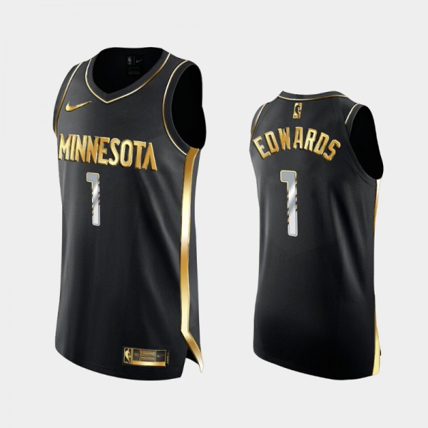Anthony Edwards Minnesota Timberwolves #5 Men's Golden Edition Men Limited Authentic Jersey - Black