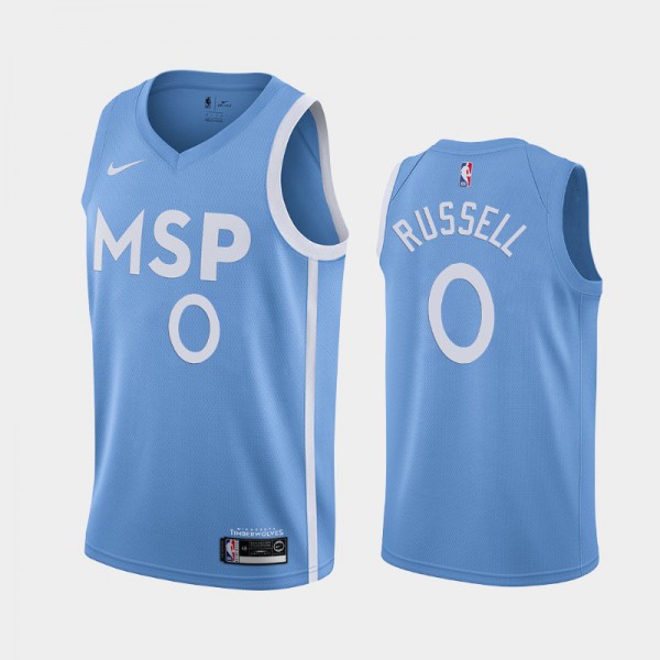 D'Angelo Russell Minnesota Timberwolves #0 Men's City 2019-20 Jersey - Blue