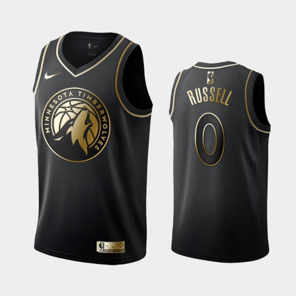 D'Angelo Russell Minnesota Timberwolves #0 Men's Golden Edition Jersey - Black