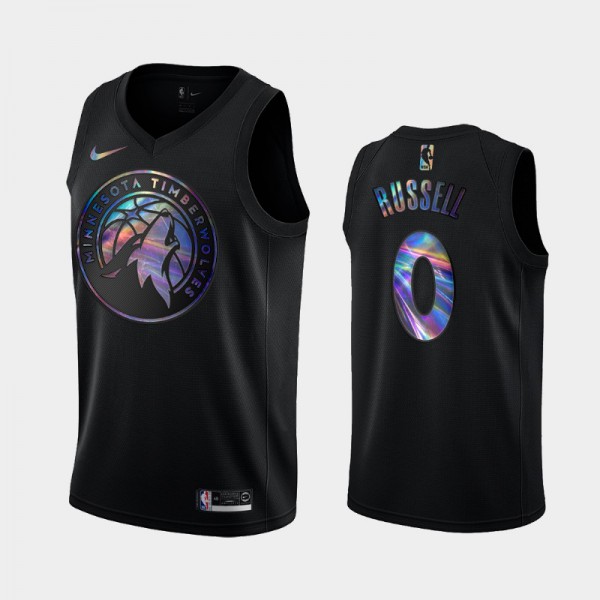 D'Angelo Russell Minnesota Timberwolves #0 Men's Iridescent Logo Iridescent Holographic Limited Edition Jersey - Black