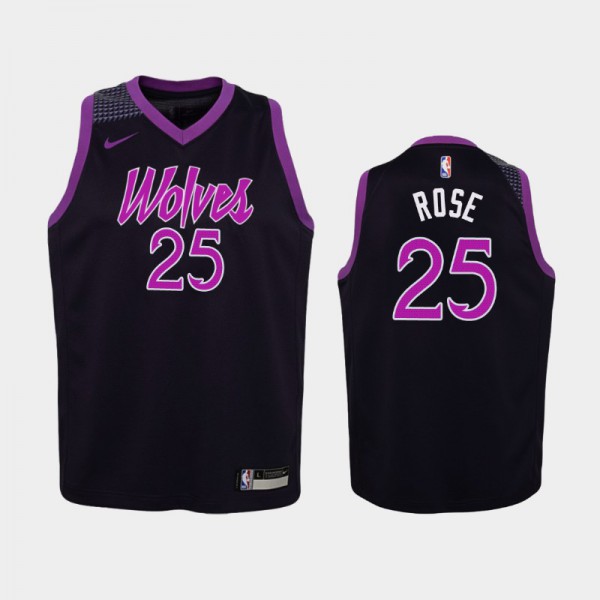 Derrick Rose Minnesota Timberwolves #25 Youth City 2019 season Jersey - Purple