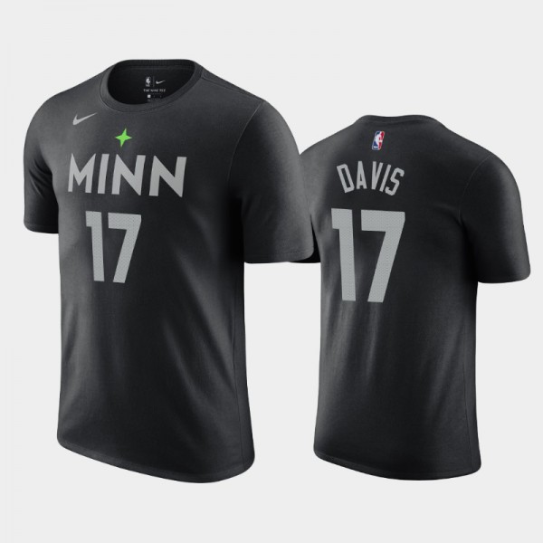 Ed Davis Minnesota Timberwolves #17 Men's City 2020-21 Edition T-Shirt - Black