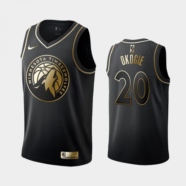 Josh Okogie Minnesota Timberwolves #20 Men's Golden Edition Golden Logo Jersey - Black