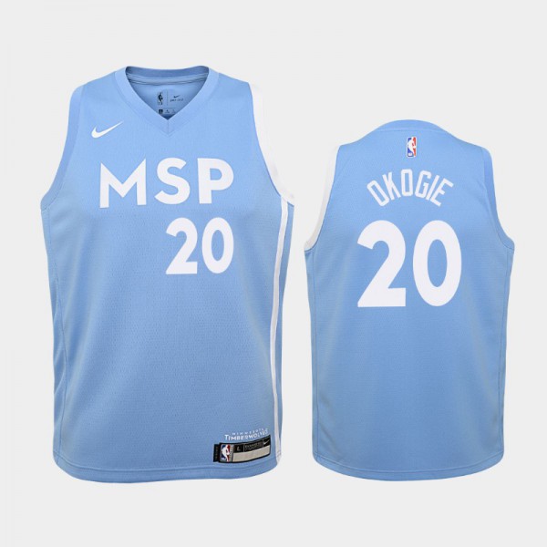 Josh Okogie Minnesota Timberwolves #20 Youth City 2019-20 Jersey - Blue