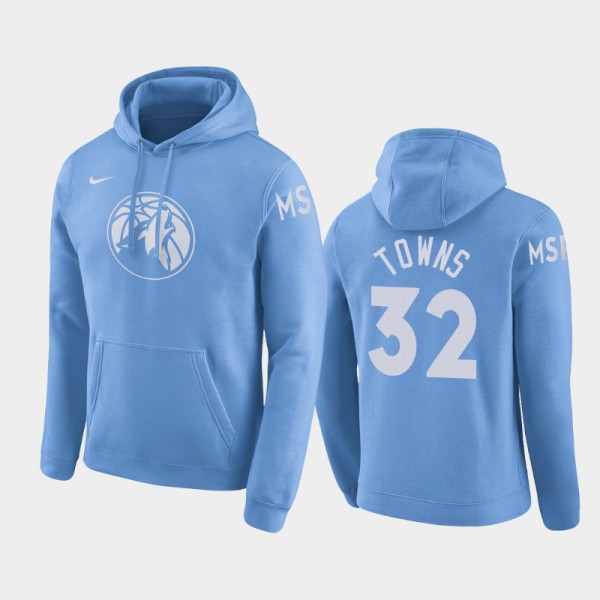 Karl-Anthony Towns Minnesota Timberwolves #32 Men's City Pullover Hoodie - Blue
